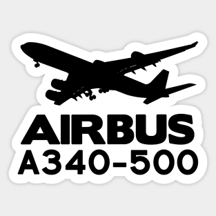 Airbus A340-500 Silhouette Print (Black) Sticker